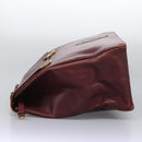 CARTIER Must Line Hand Bag Leather 2way Wine Red Gold Auth ar13434-4