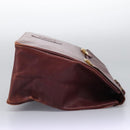 CARTIER Must Line Hand Bag Leather 2way Wine Red Gold Auth ar13434-5