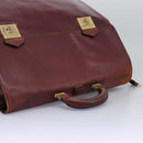 CARTIER Must Line Hand Bag Leather 2way Wine Red Gold Auth ar13434-6