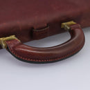 CARTIER Must Line Hand Bag Leather 2way Wine Red Gold Auth ar13434-7