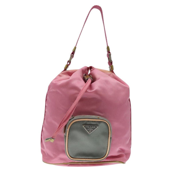PRADA Hand Bag Nylon Pink Silver Auth ar13470