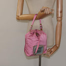 PRADA Hand Bag Nylon Pink Silver Auth ar13470-24