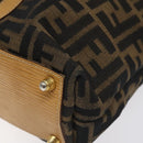 FENDI Zucca Canvas Hand Bag Black Brown gold Auth ar13475-9