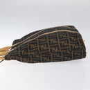 FENDI Zucca Canvas Hand Bag Black Brown gold Auth ar13475-4