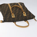 FENDI Zucca Canvas Hand Bag Black Brown gold Auth ar13475-6