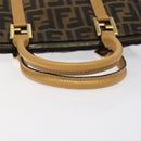 FENDI Zucca Canvas Hand Bag Black Brown gold Auth ar13475-7