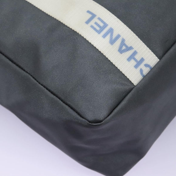 CHANEL Sports Tote Bag Nylon Gray White CC Auth ar13479