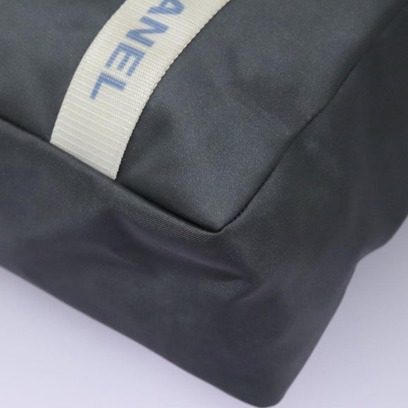 CHANEL Sports Tote Bag Nylon Gray White CC Auth ar13479
