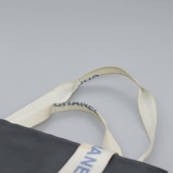 CHANEL Sports Tote Bag Nylon Gray White CC Auth ar13479