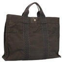 HERMES Her Line MM Tote Bag Canvas Gray Silver Auth ar13480-1