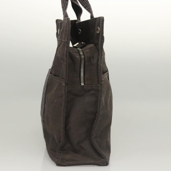 HERMES Her Line MM Tote Bag Canvas Gray Silver Auth ar13480
