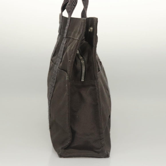 HERMES Her Line MM Tote Bag Canvas Gray Silver Auth ar13480