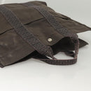 HERMES Her Line MM Tote Bag Canvas Gray Silver Auth ar13480-6