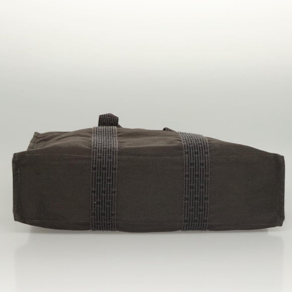 HERMES Her Line MM Tote Bag Canvas Gray Silver Auth ar13480