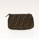 FENDI Zucca Canvas Pouch 2Set Black Brown Auth ar13481-10