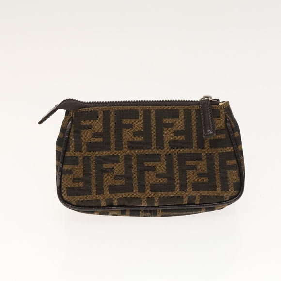 FENDI Zucca Canvas Pouch 2Set Black Brown Auth ar13481