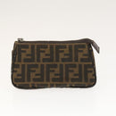 FENDI Zucca Canvas Pouch 2Set Black Brown Auth ar13481-2