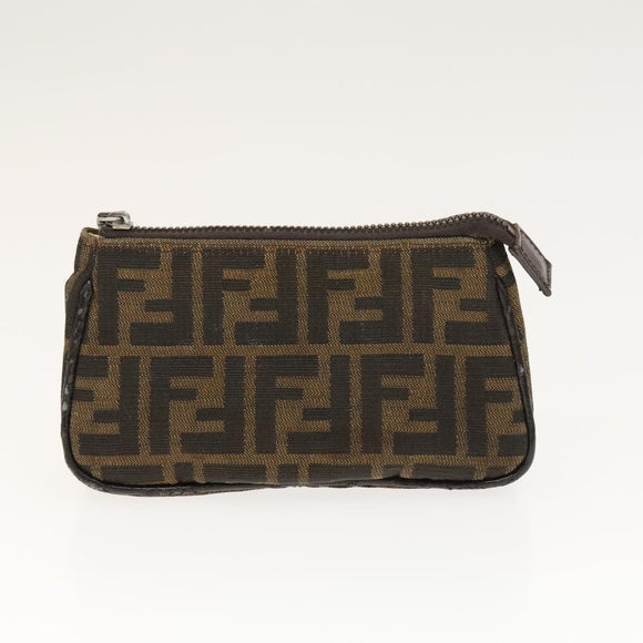 FENDI Zucca Canvas Pouch 2Set Black Brown Auth ar13481