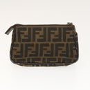 FENDI Zucca Canvas Pouch 2Set Black Brown Auth ar13481-3