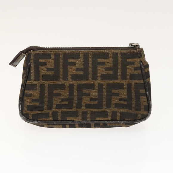 FENDI Zucca Canvas Pouch 2Set Black Brown Auth ar13481