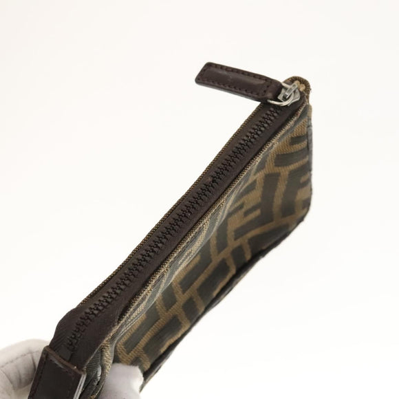 FENDI Zucca Canvas Pouch 2Set Black Brown Auth ar13481