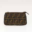 FENDI Zucca Canvas Pouch 2Set Black Brown Auth ar13481-9