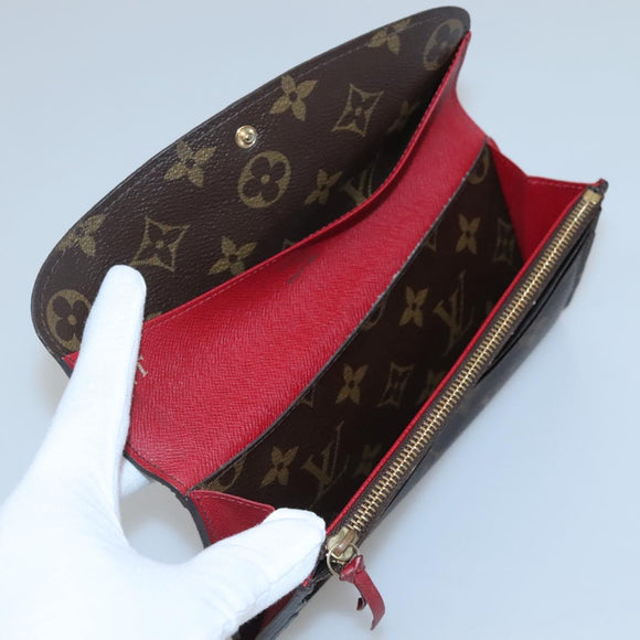 LOUIS VUITTON Monogram Portemonnaie Emilie Lang Rot M60697 Auth ar13497