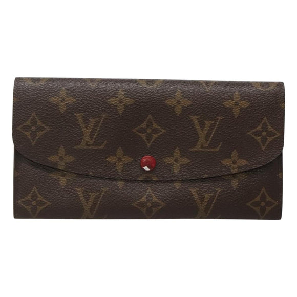 LOUIS VUITTON Monogram Portemonnaie Emilie Lang Rot M60697 Auth ar13497