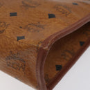 MCM Logogram Vicetos Clutch Bag PVC Leather Brown Gold Auth ar13502-15