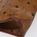 MCM Logogram Vicetos Clutch Bag PVC Leather Brown Gold Auth ar13502-16