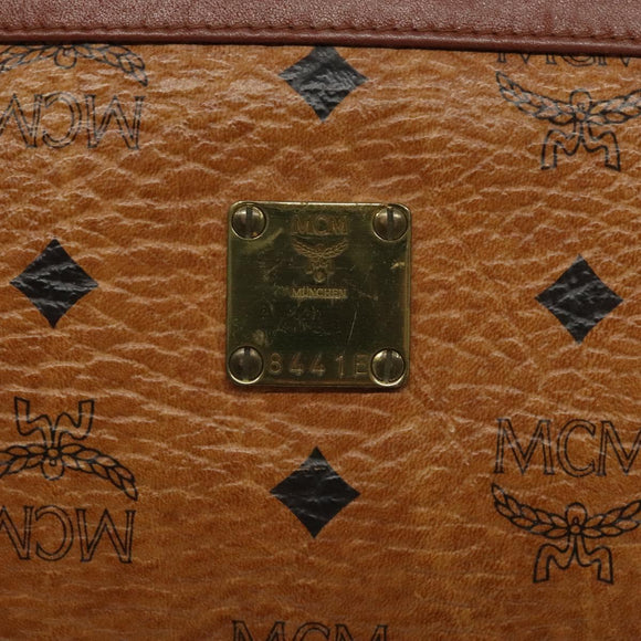 MCM Logogram Vicetos Clutch Bag PVC Leather Brown Gold Auth ar13502