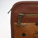 MCM Logogram Vicetos Clutch Bag PVC Leather Brown Gold Auth ar13502-8