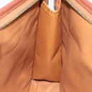 MCM Logogram Vicetos Clutch Bag PVC Leather Brown Gold Auth ar13502-18