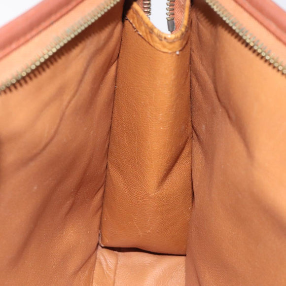 MCM Logogram Vicetos Clutch Bag PVC Leather Brown Gold Auth ar13502