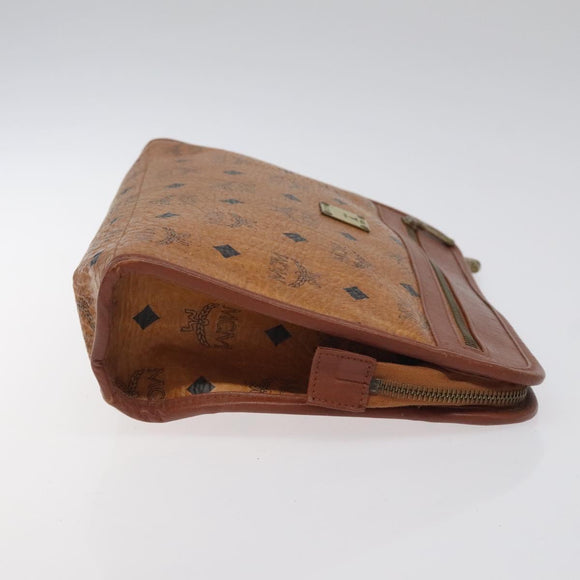 MCM Logogram Vicetos Clutch Bag PVC Leather Brown Gold Auth ar13502