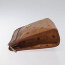 MCM Logogram Vicetos Clutch Bag PVC Leather Brown Gold Auth ar13502-4