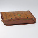 MCM Logogram Vicetos Clutch Bag PVC Leather Brown Gold Auth ar13502-5