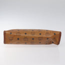 MCM Logogram Vicetos Clutch Bag PVC Leather Brown Gold Auth ar13502-6