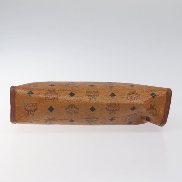 MCM Logogram Vicetos Clutch Bag PVC Leather Brown Gold Auth ar13502