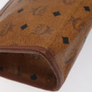 MCM Logogram Vicetos Clutch Bag PVC Leather Brown Gold Auth ar13502-14