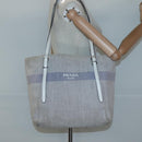 PRADA Tote Bag Canvas Gray Silver Auth ar13504-29