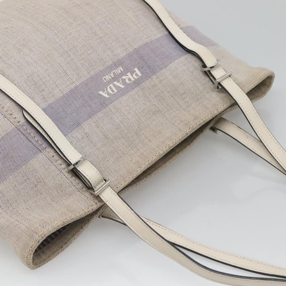 PRADA Tote Bag Canvas Gray Silver Auth ar13504