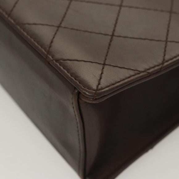 CHANEL Matelasse Hand Bag Leather Brown CC Auth ar13513