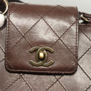 CHANEL Matelasse Hand Bag Leather Brown CC Auth ar13513-10