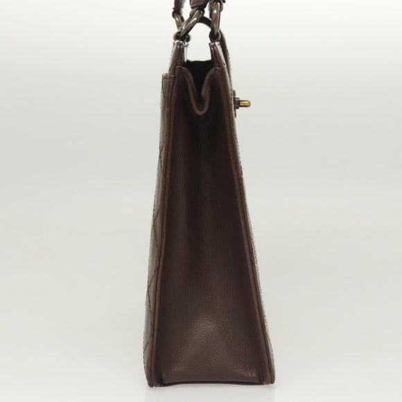 CHANEL Matelasse Hand Bag Leather Brown CC Auth ar13513