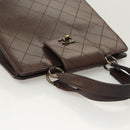 CHANEL Matelasse Hand Bag Leather Brown CC Auth ar13513-6