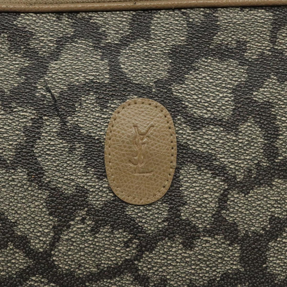 SAINT LAURENT Clutch Bag PVC Brown Gold Auth ar13514