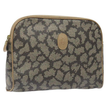 SAINT LAURENT Clutch Bag PVC Brown Gold Auth ar13514