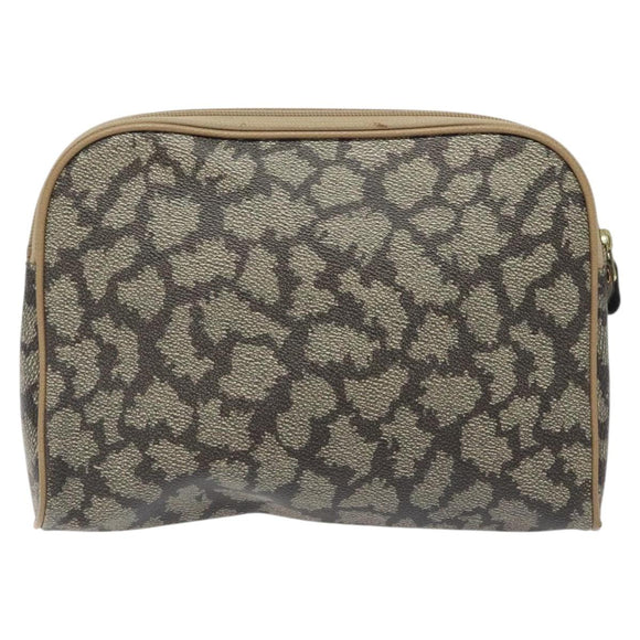 SAINT LAURENT Clutch Bag PVC Brown Gold Auth ar13514