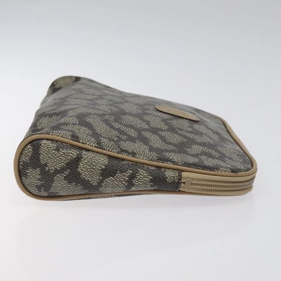 SAINT LAURENT Clutch Bag PVC Brown Gold Auth ar13514